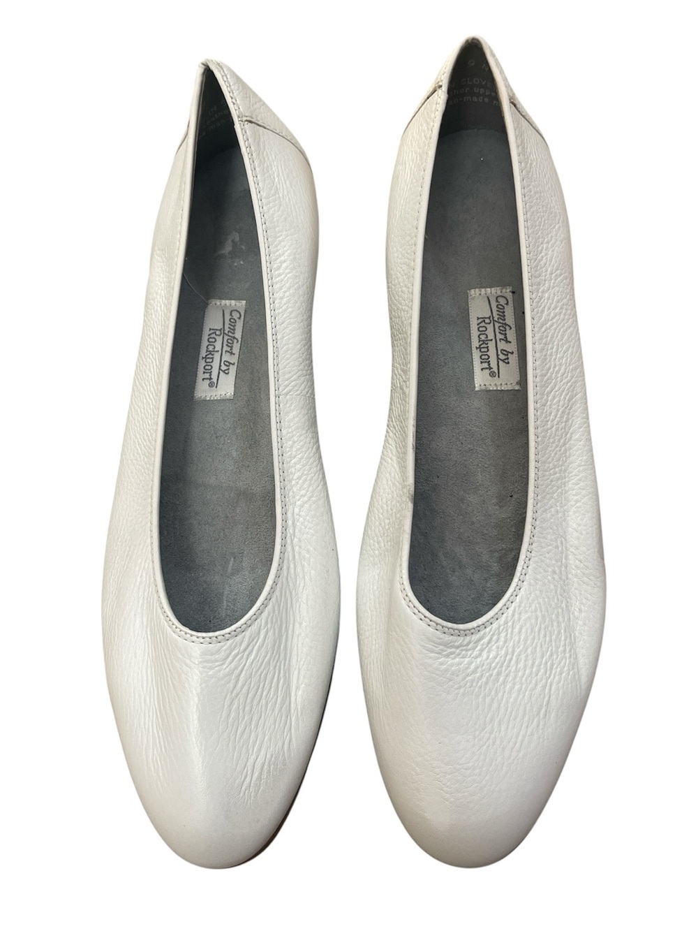 Vintage Minimalist Clean Girl Rockport Comfort White Leather Ballet Flats 9 N